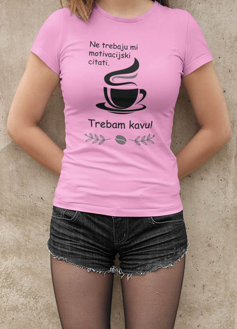 Ženska majica kratkih rukava Trebam kavu