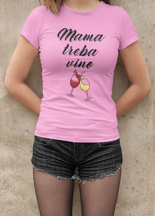 Ženska majica kratkih rukava Mama treba vino