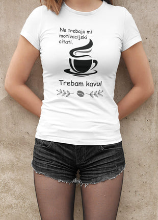Ženska majica kratkih rukava Trebam kavu