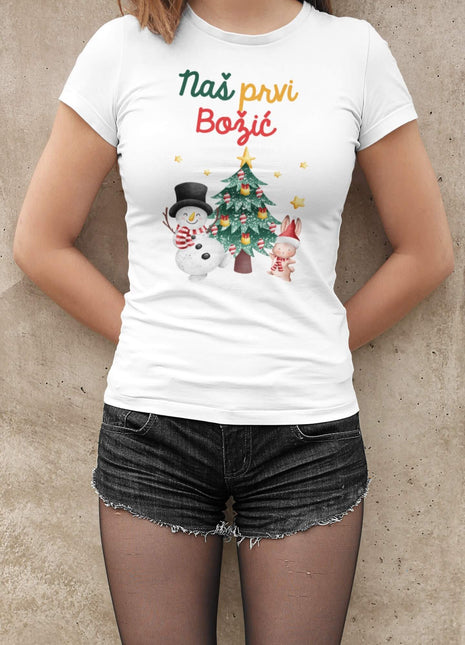 Ženska majica kratkih rukava Naš prvi Božić