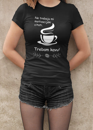 Ženska majica kratkih rukava Trebam kavu