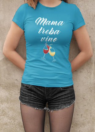 Ženska majica kratkih rukava Mama treba vino