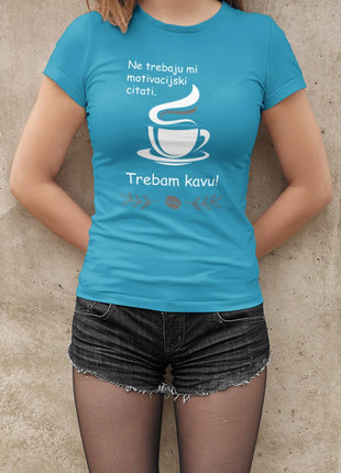 Ženska majica kratkih rukava Trebam kavu
