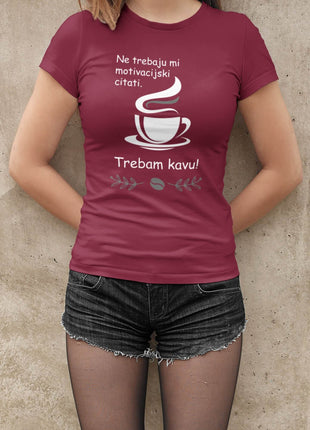 Ženska majica kratkih rukava Trebam kavu